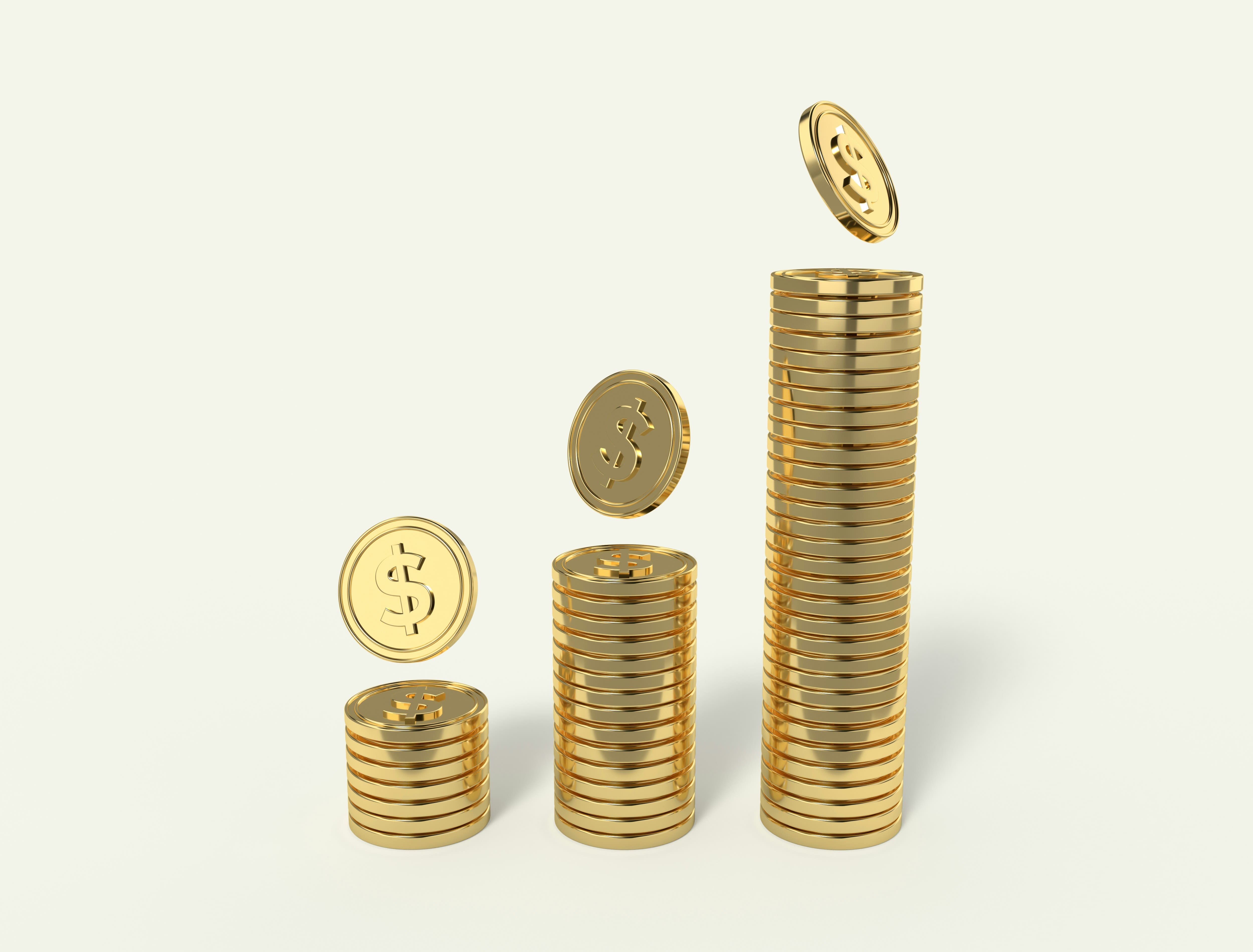 Three stacks of coins